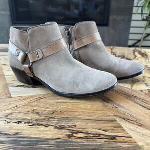 Sam Edelman Phoenix Suede Harness Ankle Booties Taupe Beige Women's Size 7.5